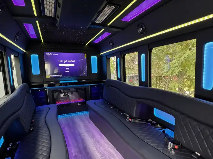 15 passenger party bus inside