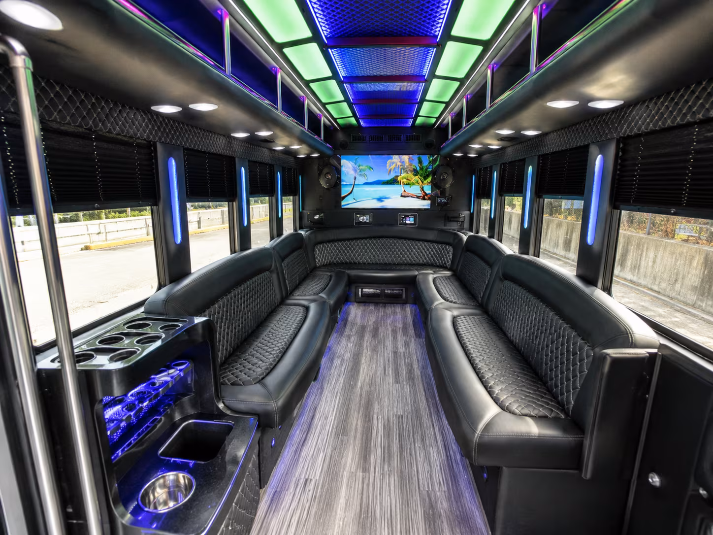 anaheim 18 passenger party bus inside