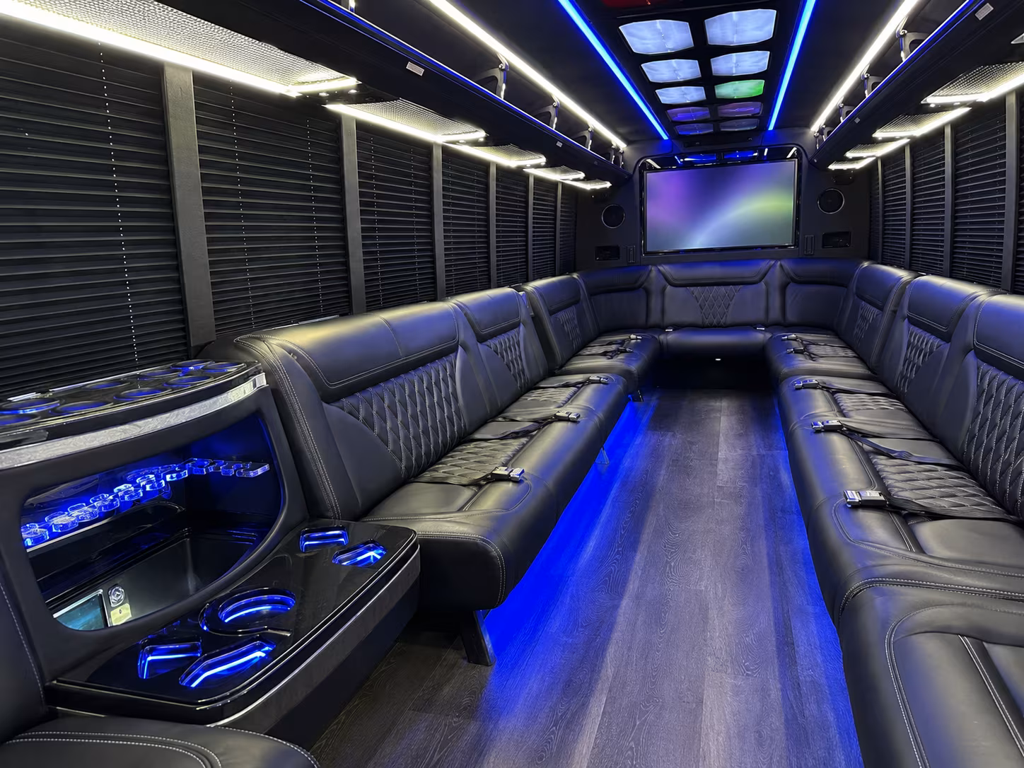 anaheim 20 passenger party bus inside